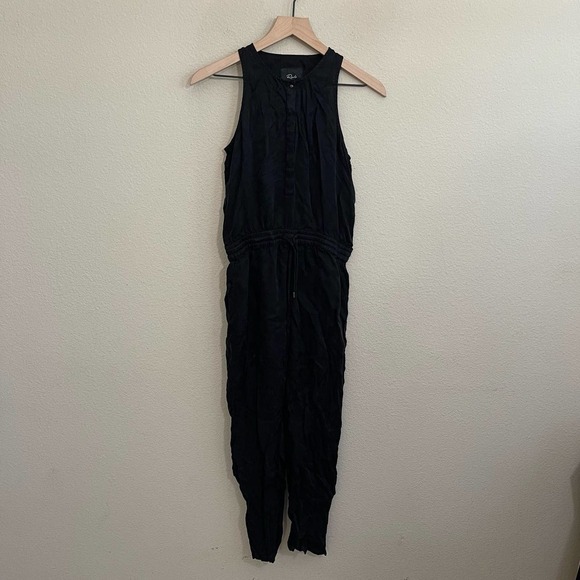 Rails Erin Drawstring Waist Snap-Front Sleeveless Ankle Crop Jumpsuit Black XS - Picture 6 of 13